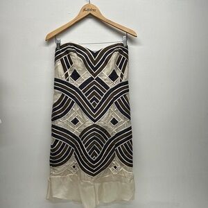 Carolina HERRERA Black and Cream Strapless Dress